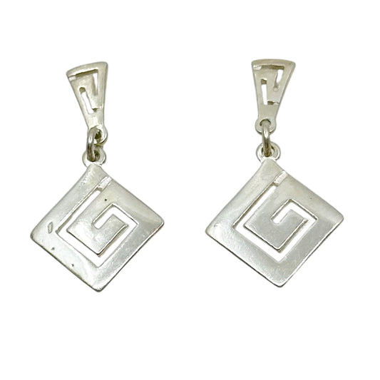 Sterling silver Greek key earrings