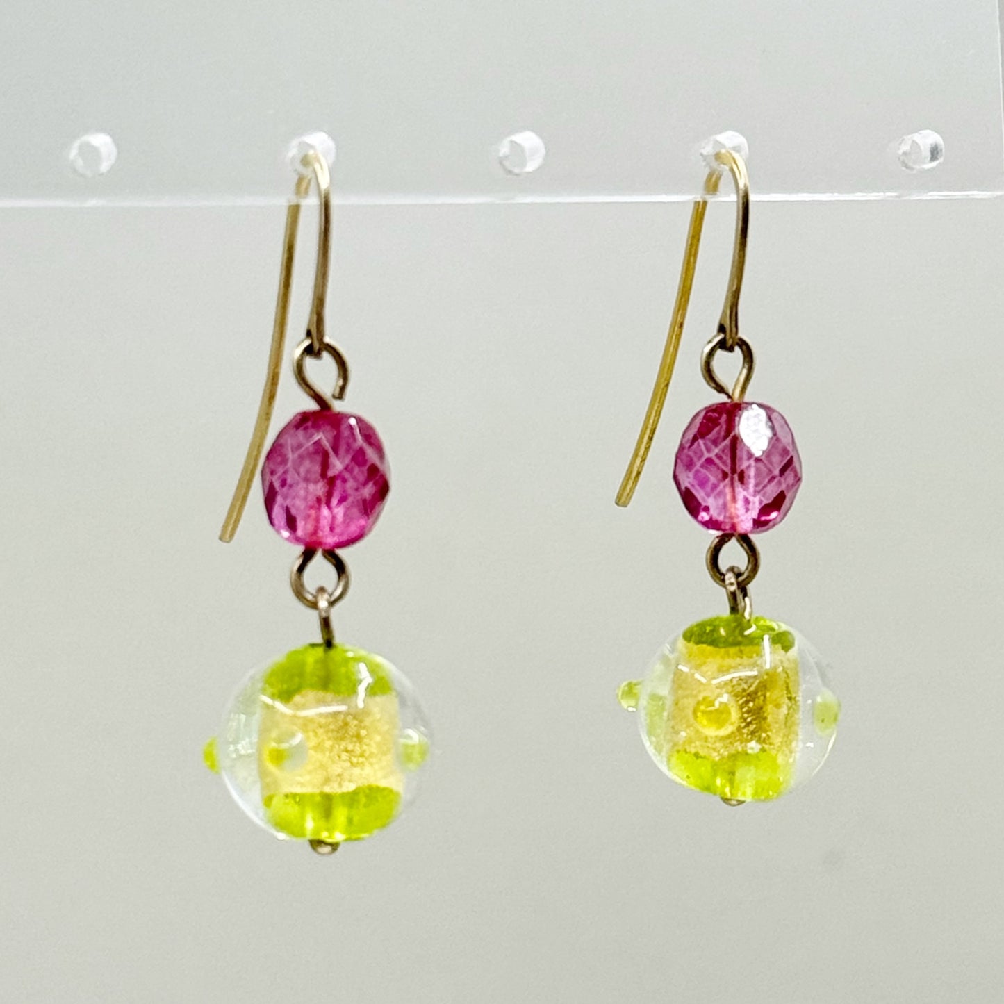 Gold Vermeil Sterling silver foil glass earrings - GM242