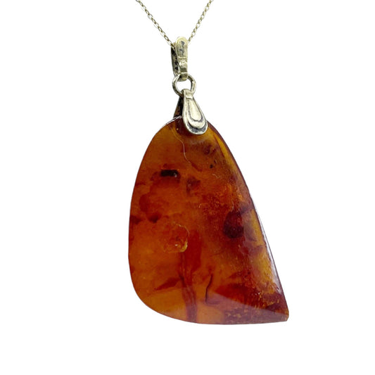 875 silver Russian baltic amber pendant