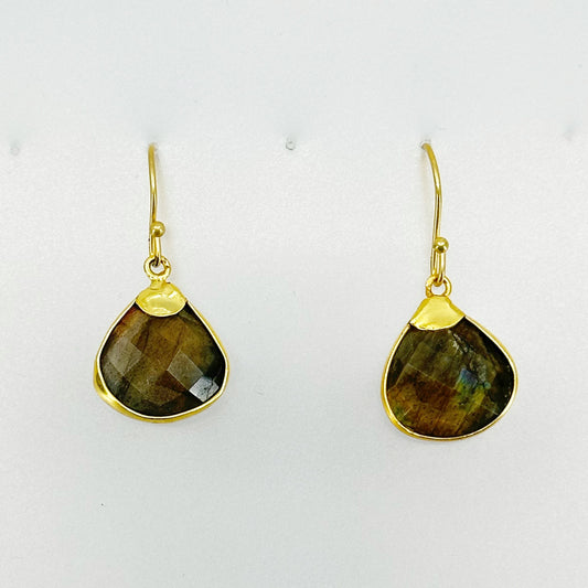 Gold Vermeil sterling silver labradorite drop earrings