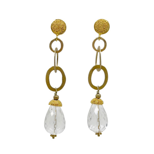 gold over sterling silver quartz drop earrings - GM246