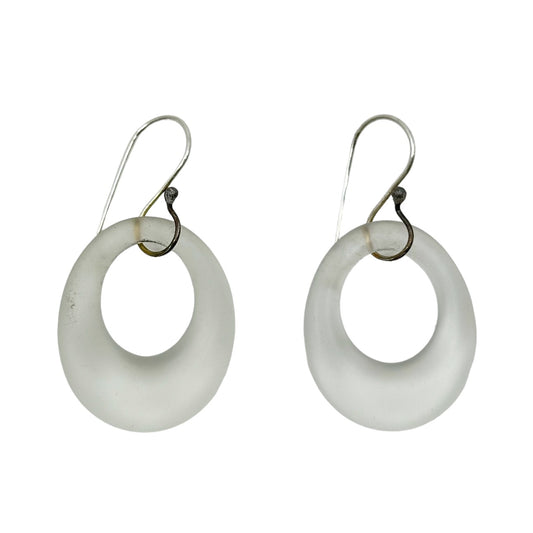 Hand Made Sterling silver Rock crystal hoop bead earrings