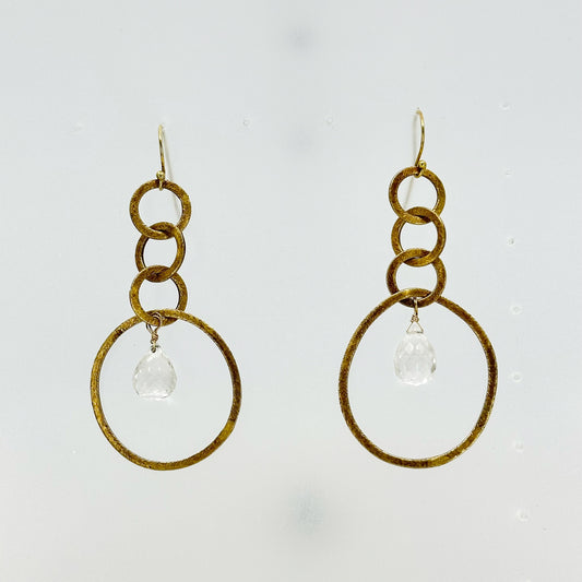 Gold Vermeil Sterling silver quartz briolette  earrings