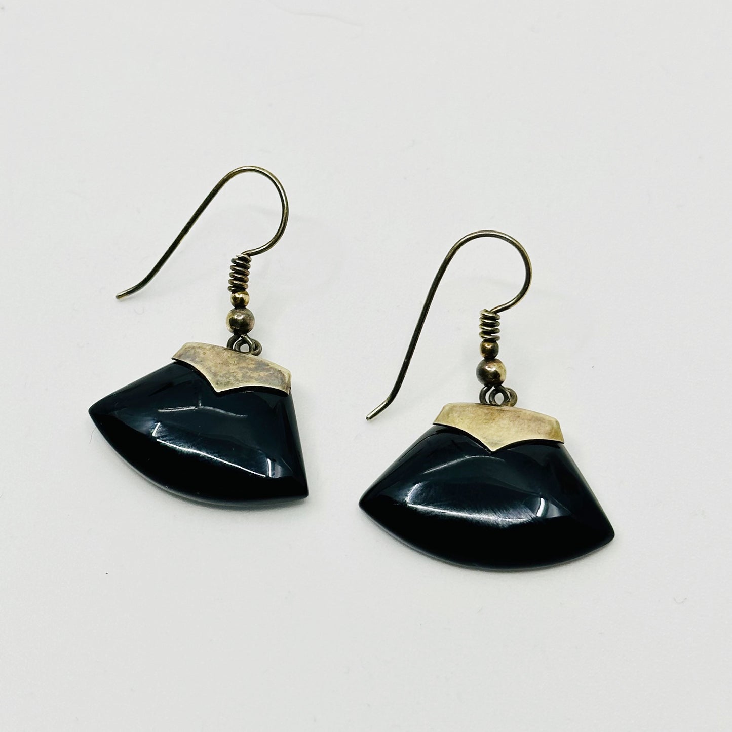 Gold vermeil Sterling silver onyx axe earrings