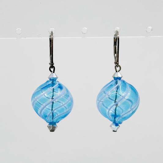 Sterling silver Venetian glass bead drop earrings