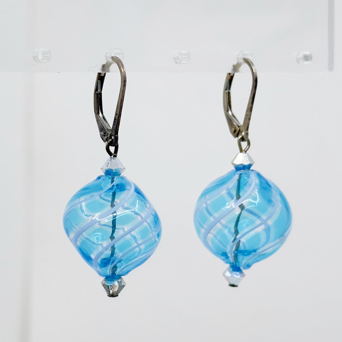 Sterling silver Venetian glass bead drop earrings