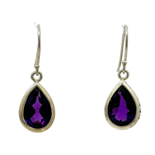 Sterling silver amethyst drop earrings