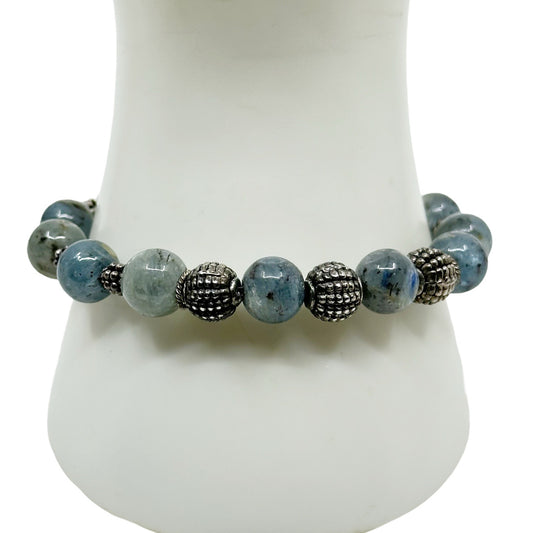 Earth Whorlds sterling silver labradorite bead bracelet