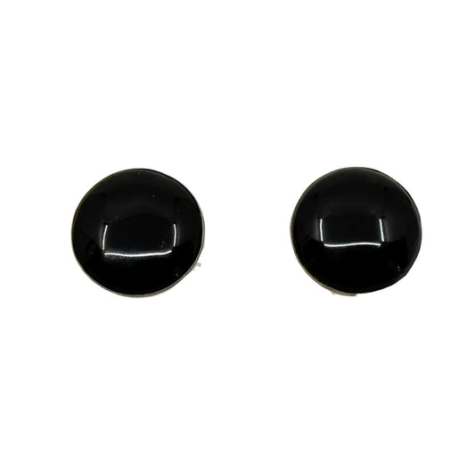Vintage sterling silver onyx earrings - GM277