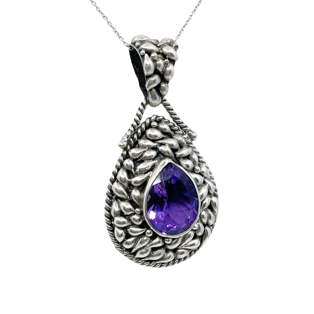 Mid Century sterling silver amethyst pendant