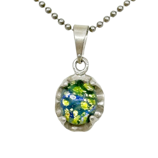 sterling silver Art Foil glass Pendant