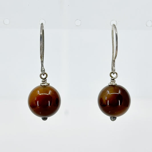 Sterling silver agate bead earrings