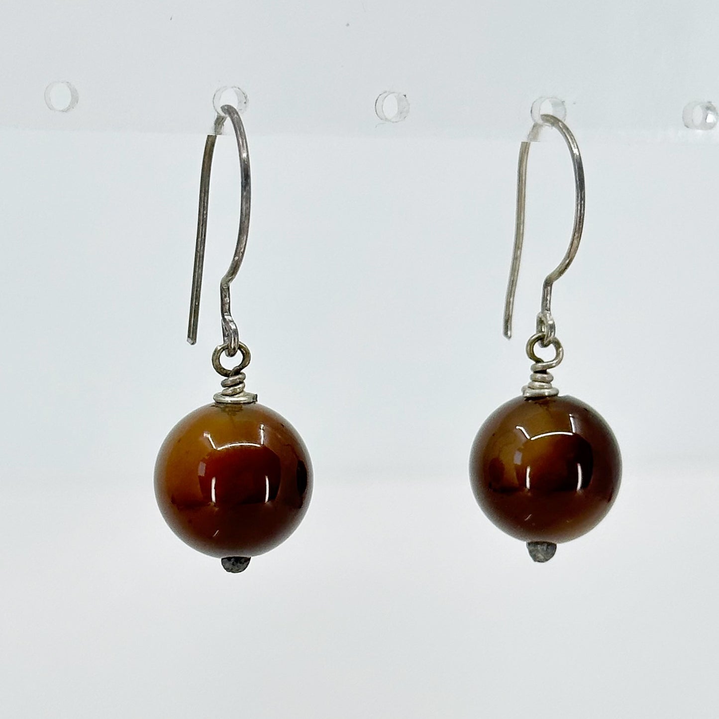 Sterling silver agate bead earrings