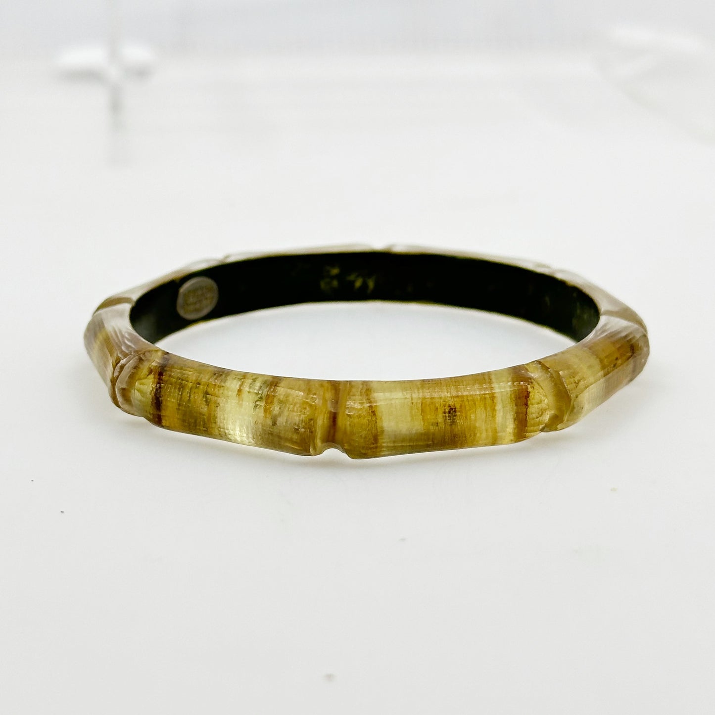 Alexis Bittar carved lucite bamboo bangle bracelet