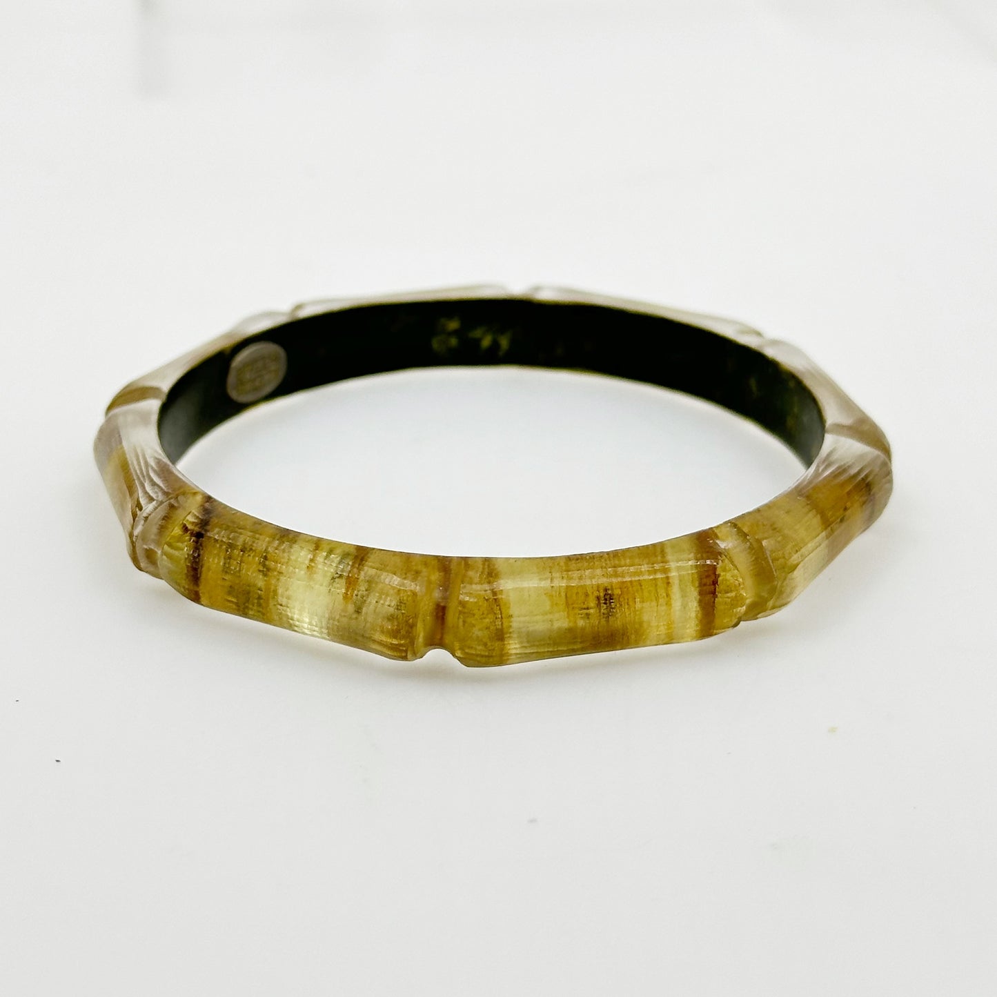 Alexis Bittar carved lucite bamboo bangle bracelet