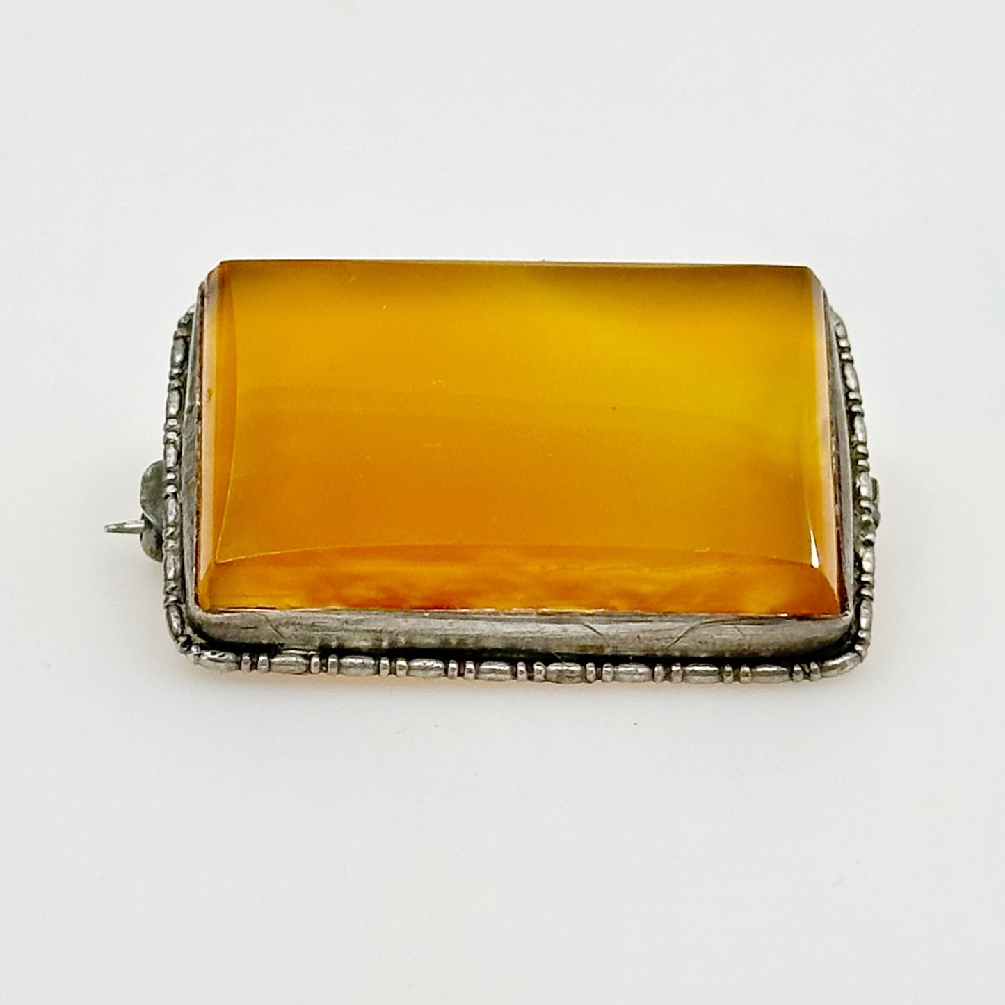 Vintage 800 silver carnelian brooch