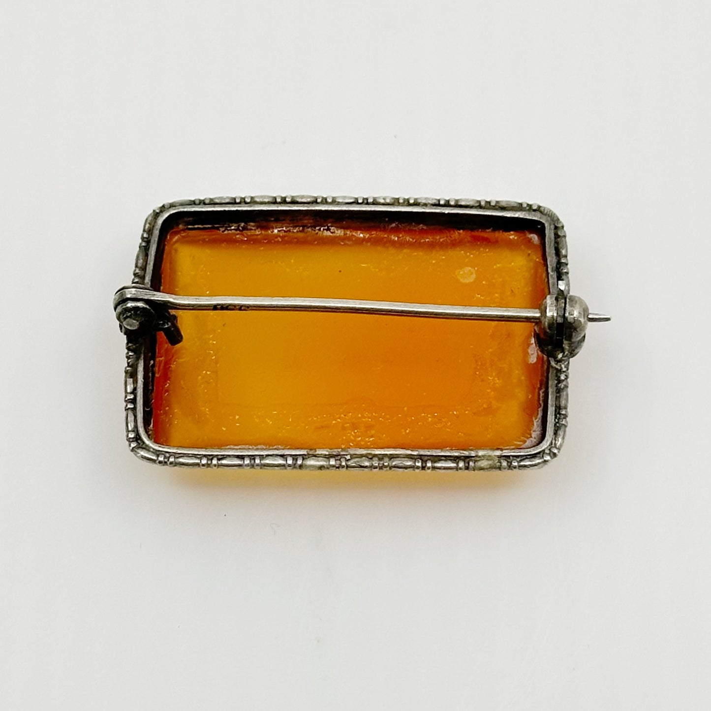 Vintage 800 silver carnelian brooch