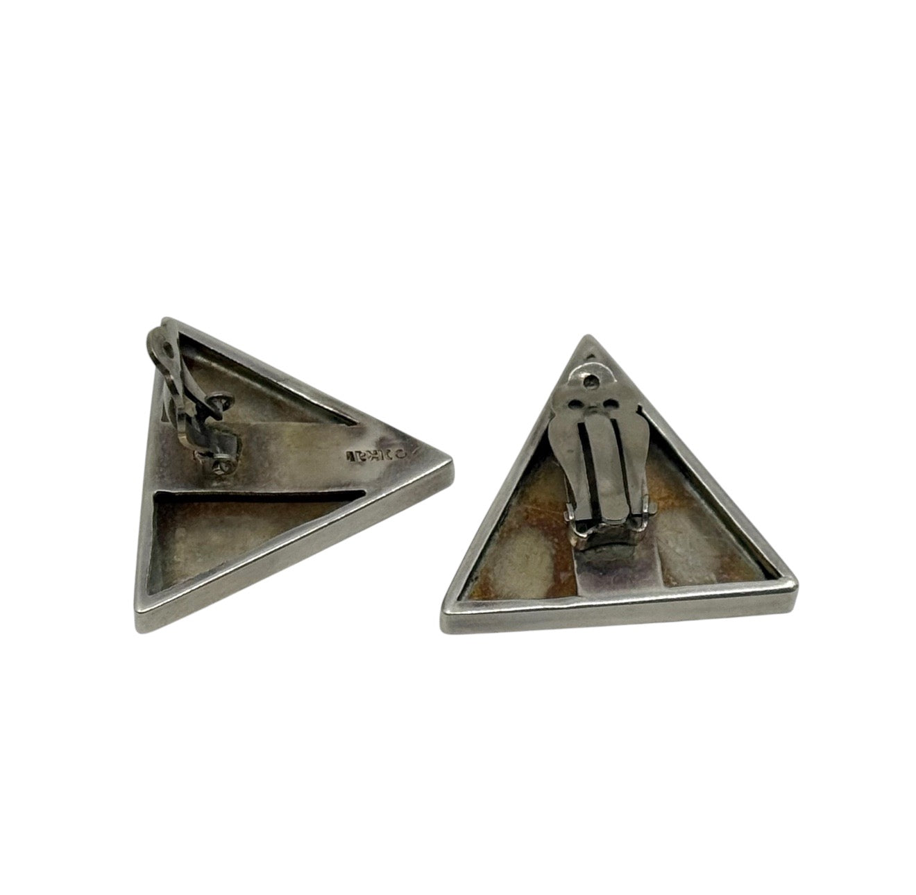 vintage Mexican 925 sterling silver triangle clip on earrings - GM1035