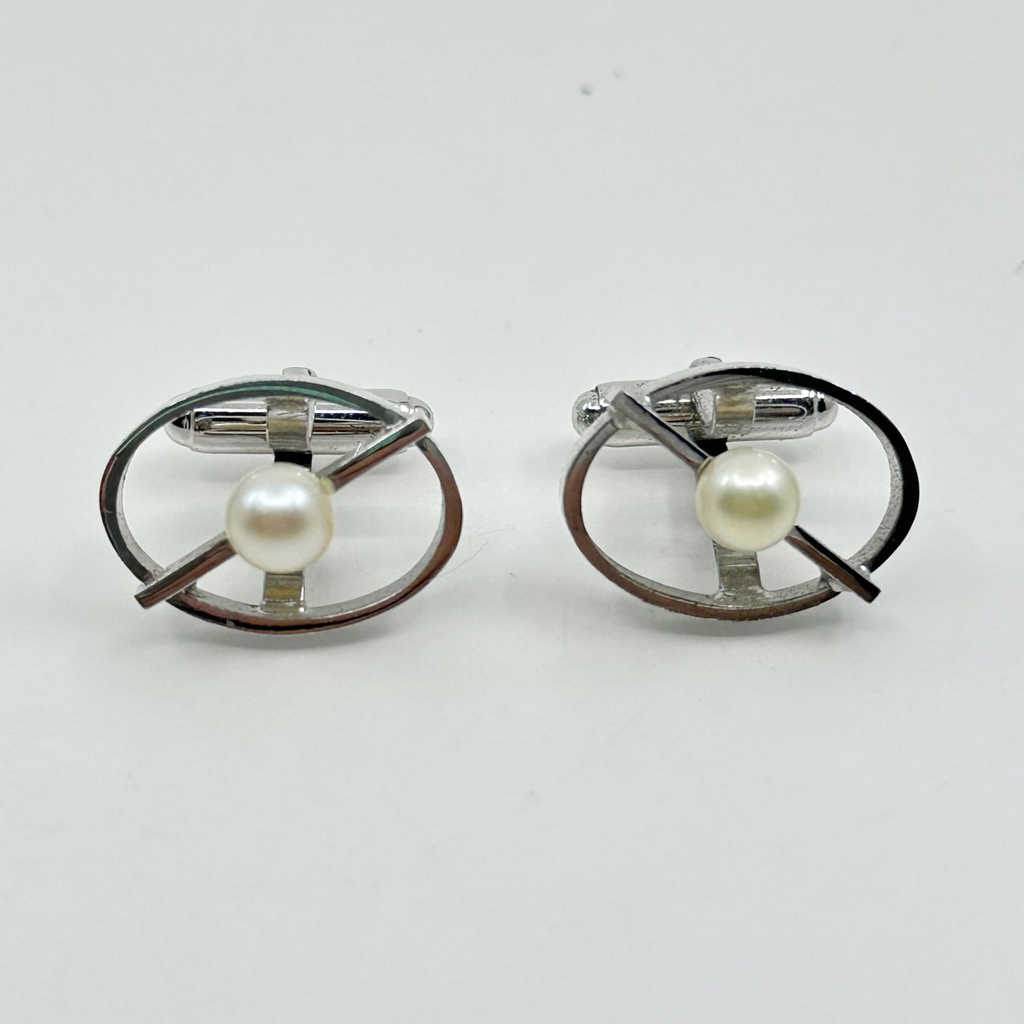 Anson sterling silver akoya pearl cufflinks