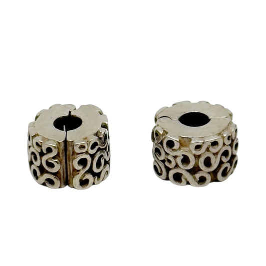 2 PANDORA Sterling Silver Swirls Filigree  bead Charm set GM886