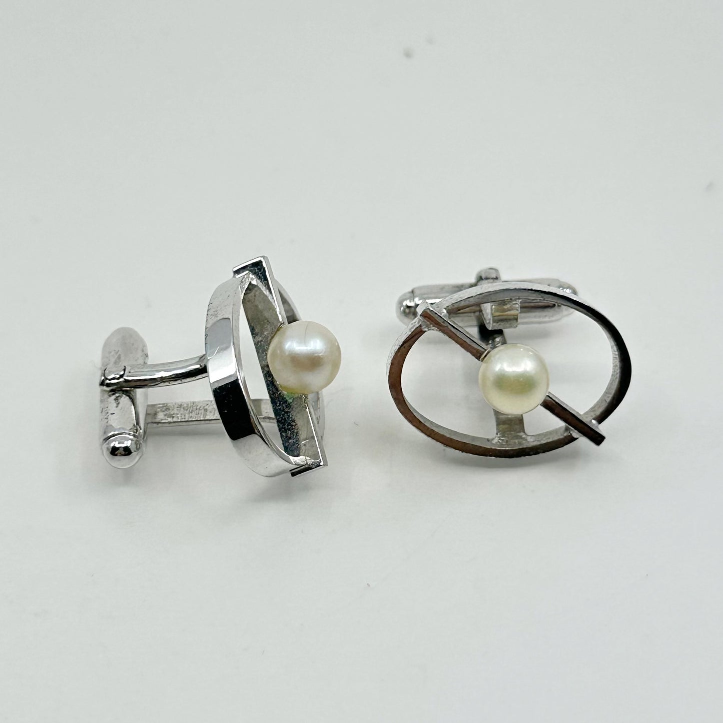 Anson sterling silver akoya pearl cufflinks