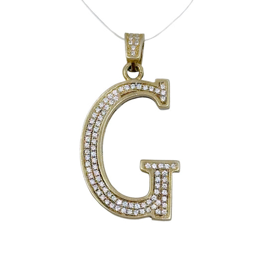 Gold Vermeil sterling silver cubic zirconia G initial pendant