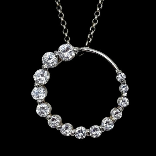 sterling silver circle of life cubic zirconia pendant - GM302