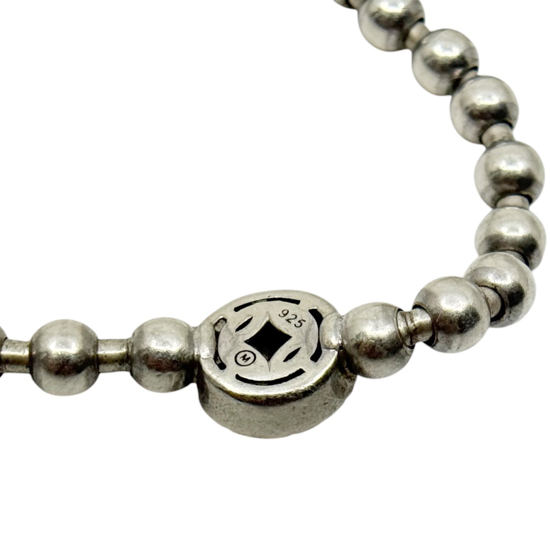 Sterling silver diamond bead bangle bracelet - GM305