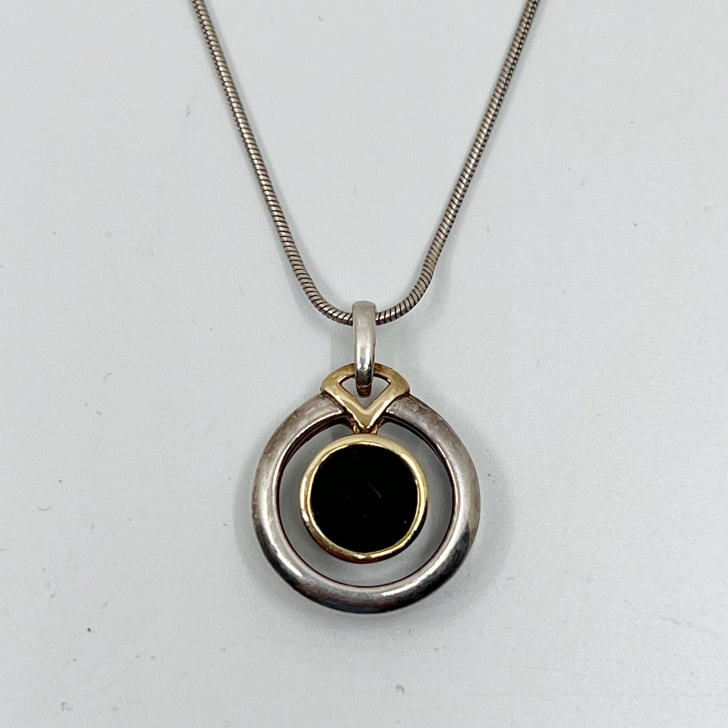 Lorenzo sterling silver 18k gold onyx pendant