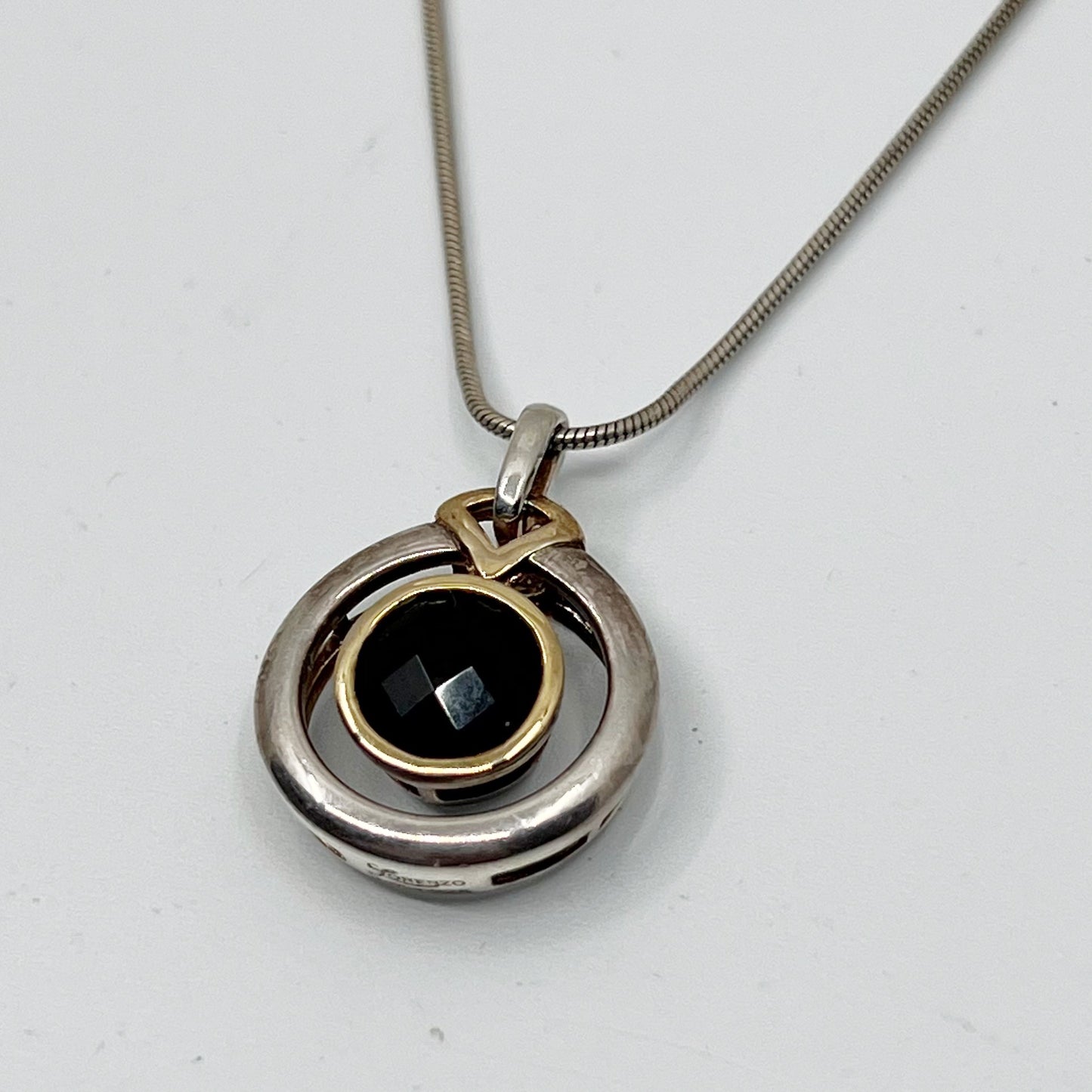 Lorenzo sterling silver 18k gold onyx pendant