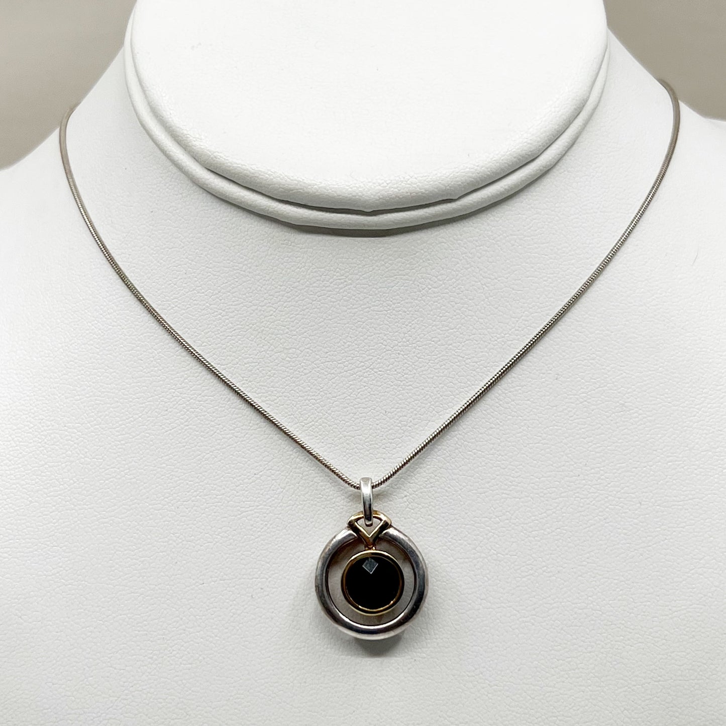 Lorenzo sterling silver 18k gold onyx pendant