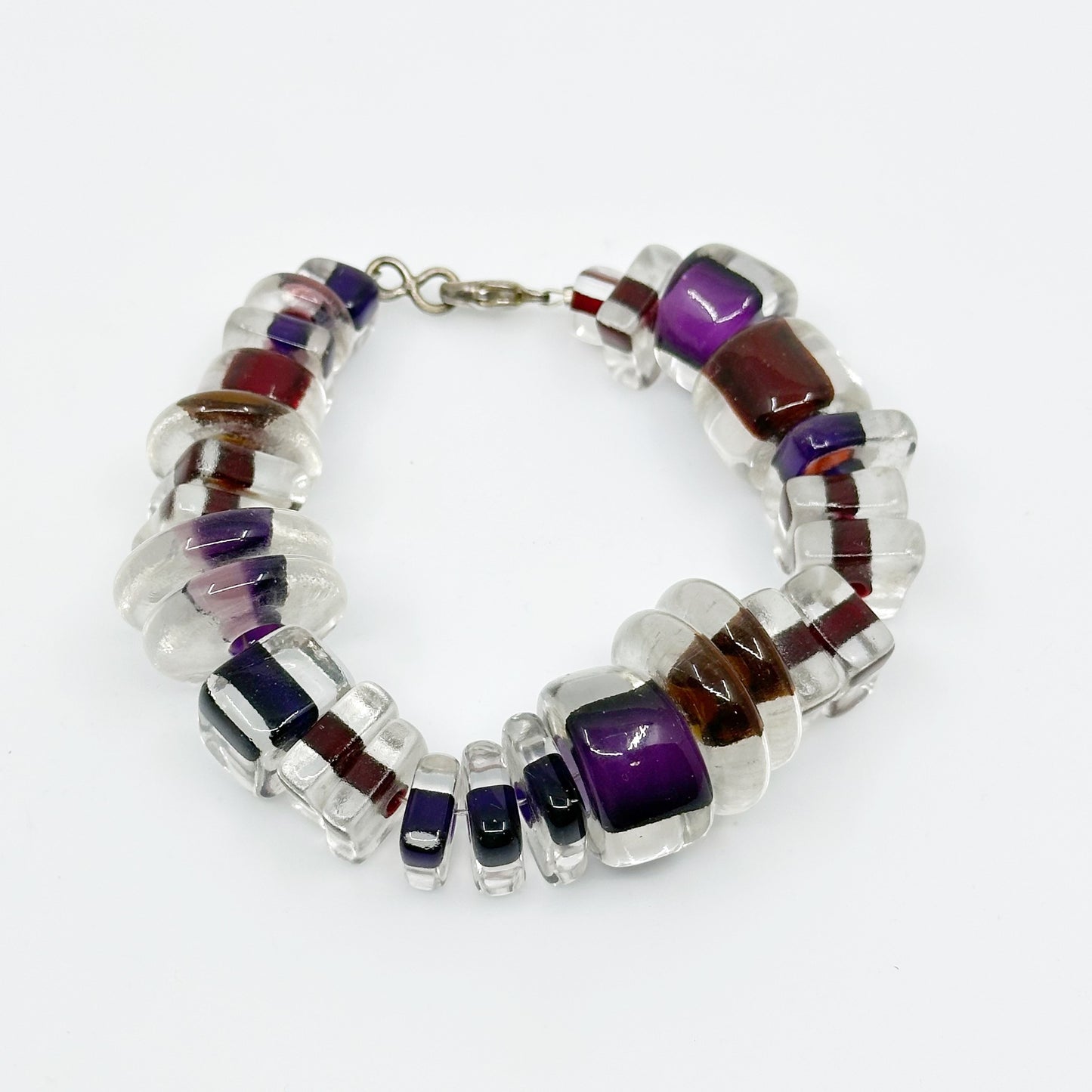 Hand Made sterling silver art glass bracelet