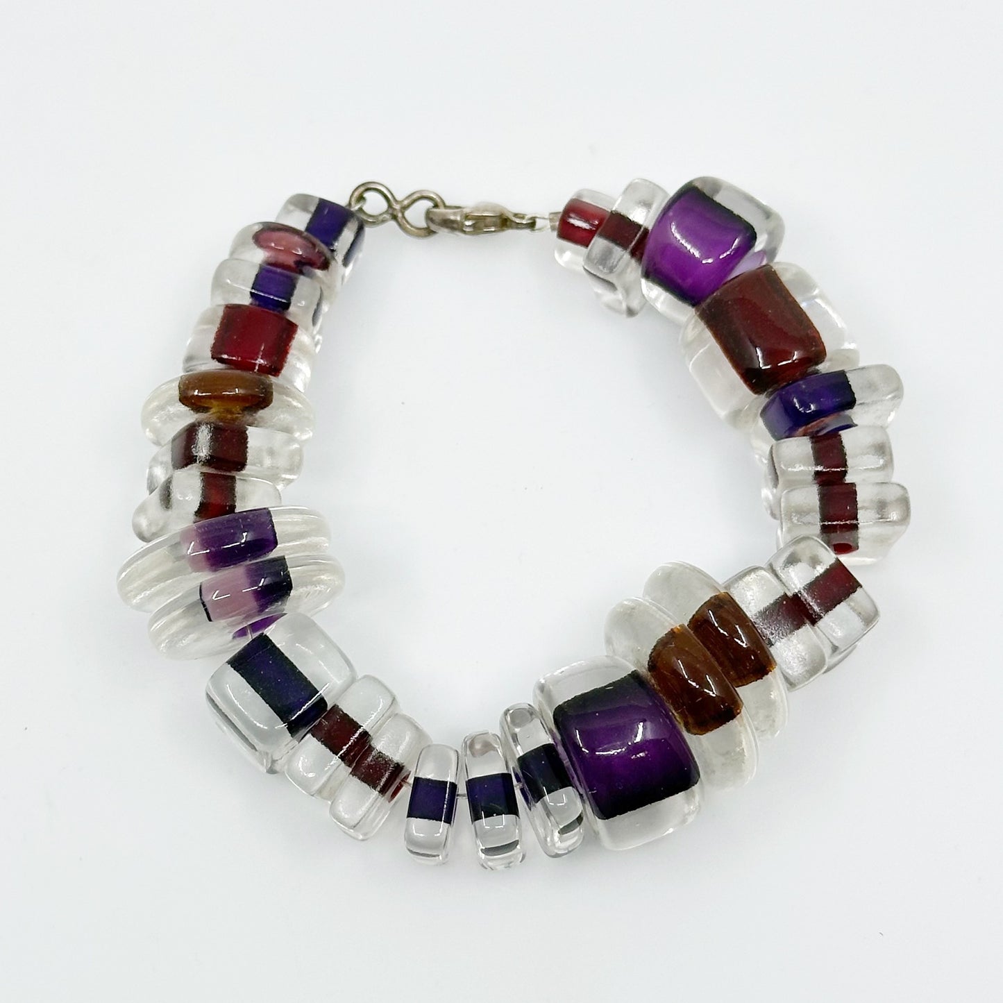 Hand Made sterling silver art glass bracelet