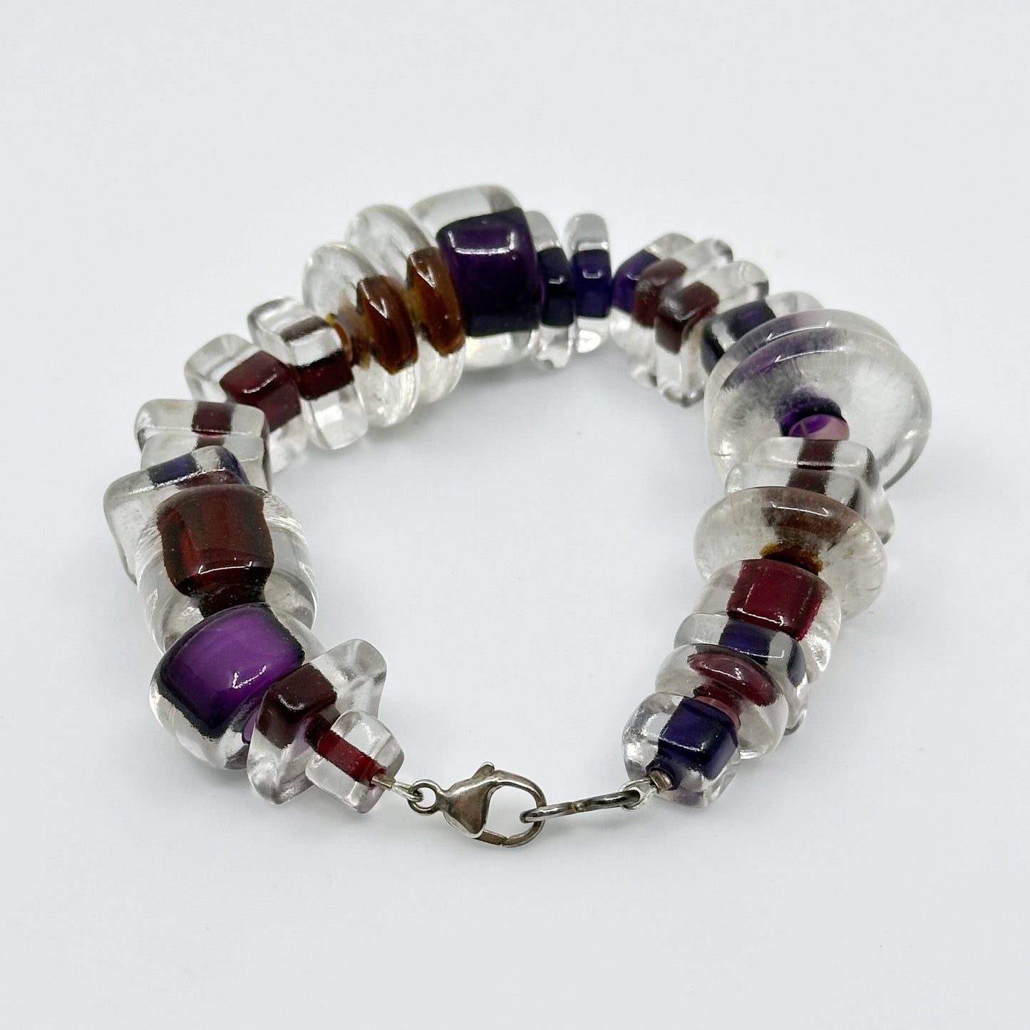 Hand Made sterling silver art glass bracelet