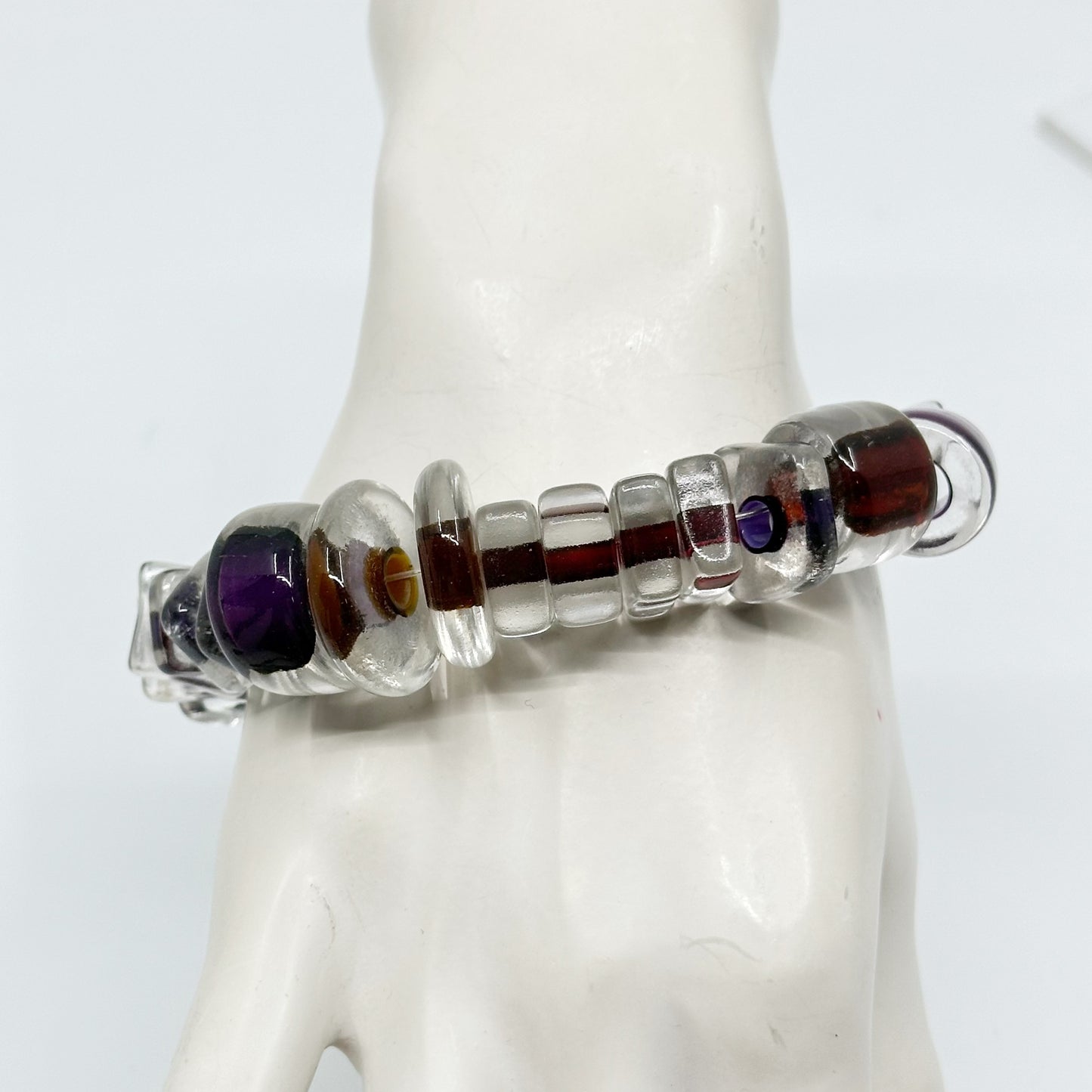 Hand Made sterling silver art glass bracelet