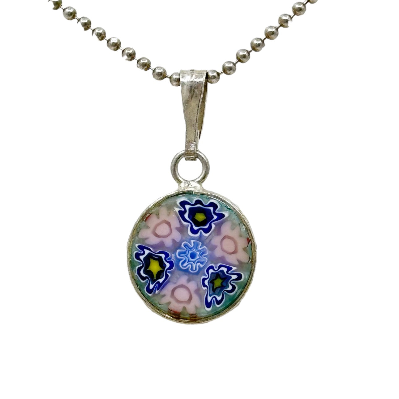 sterling silver millefiori Murano glass pendant