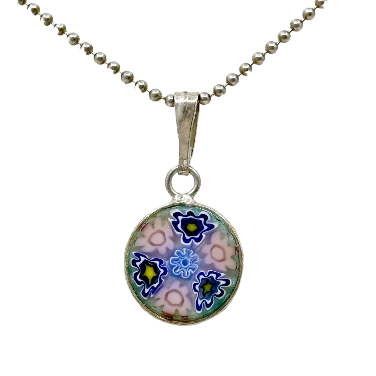 sterling silver millefiori Murano glass pendant