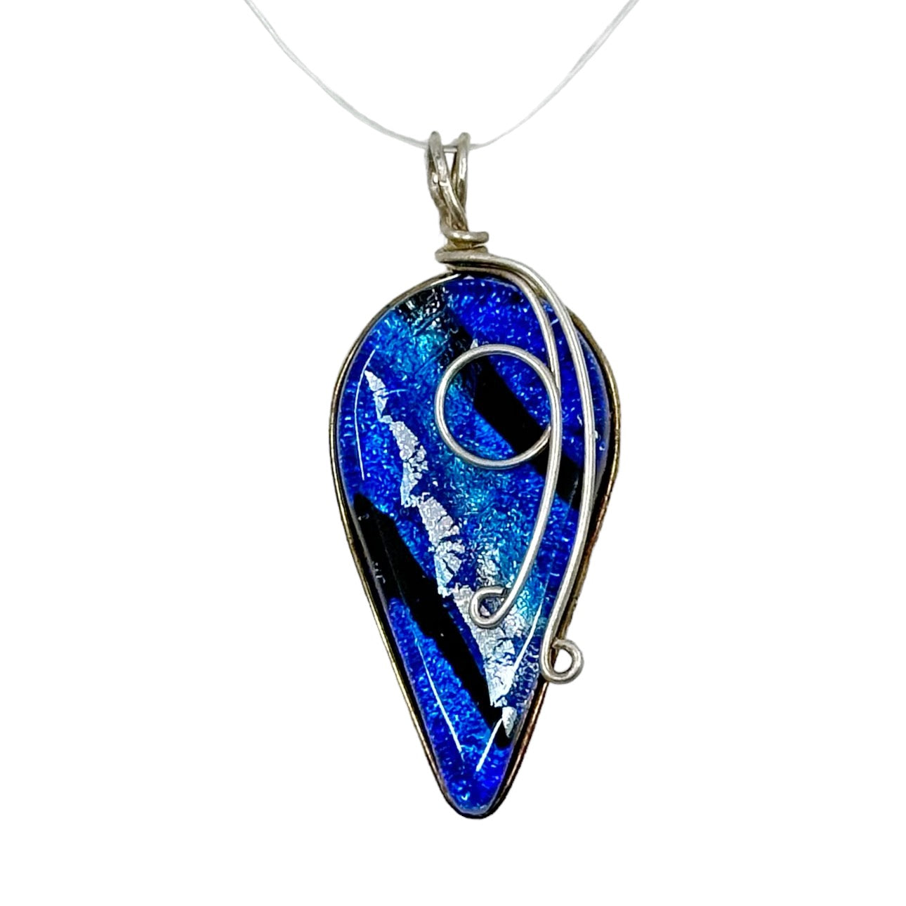 sterling silver Dichroic glass pendant