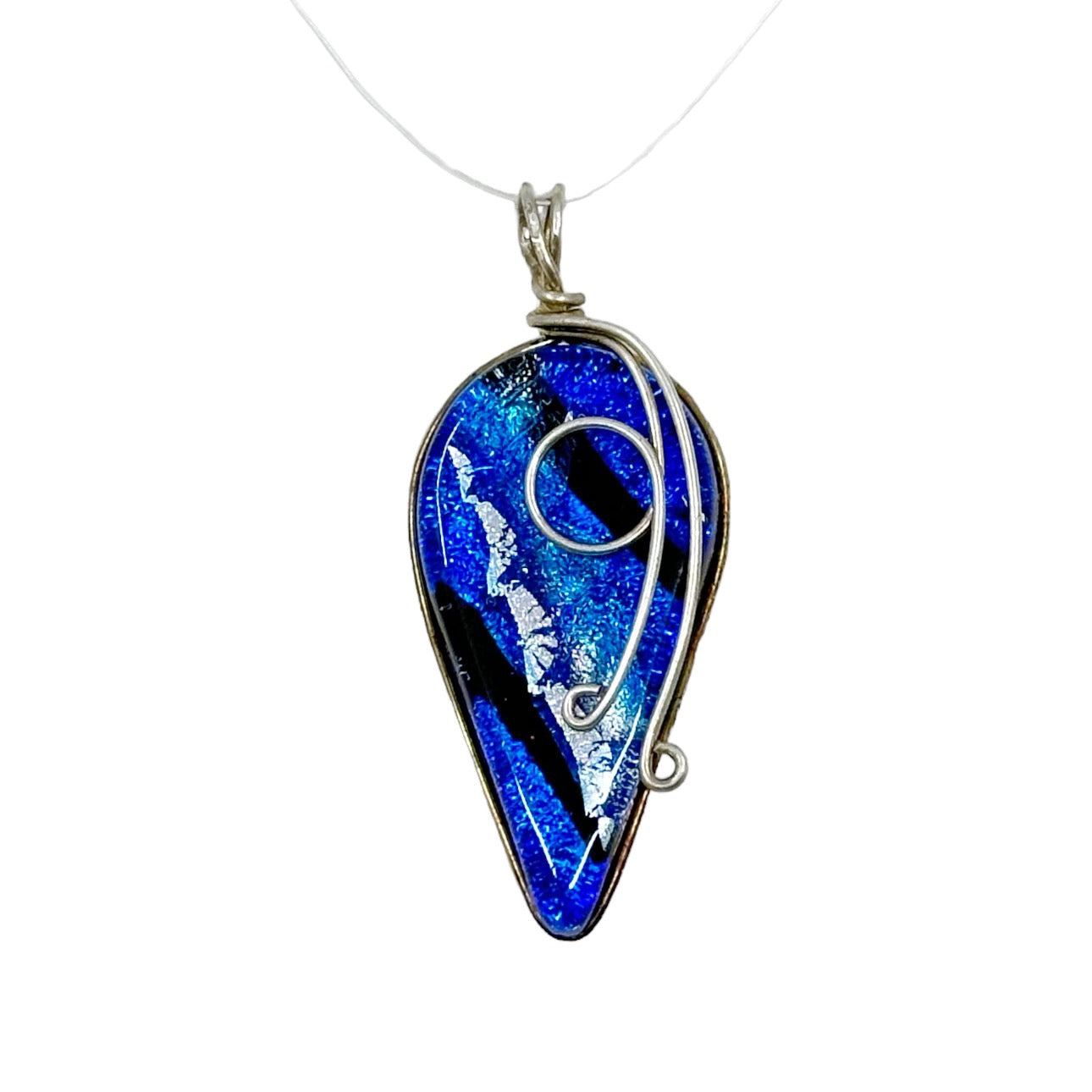 sterling silver Dichroic glass pendant