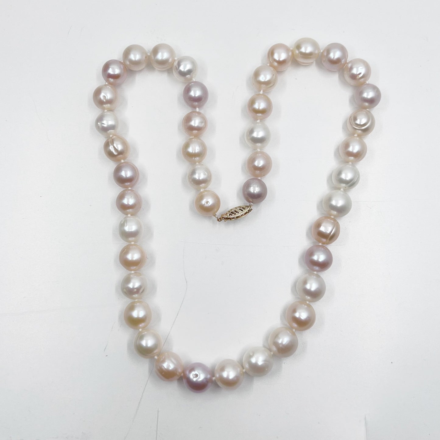 14k gold 10mm mauve pearl necklace