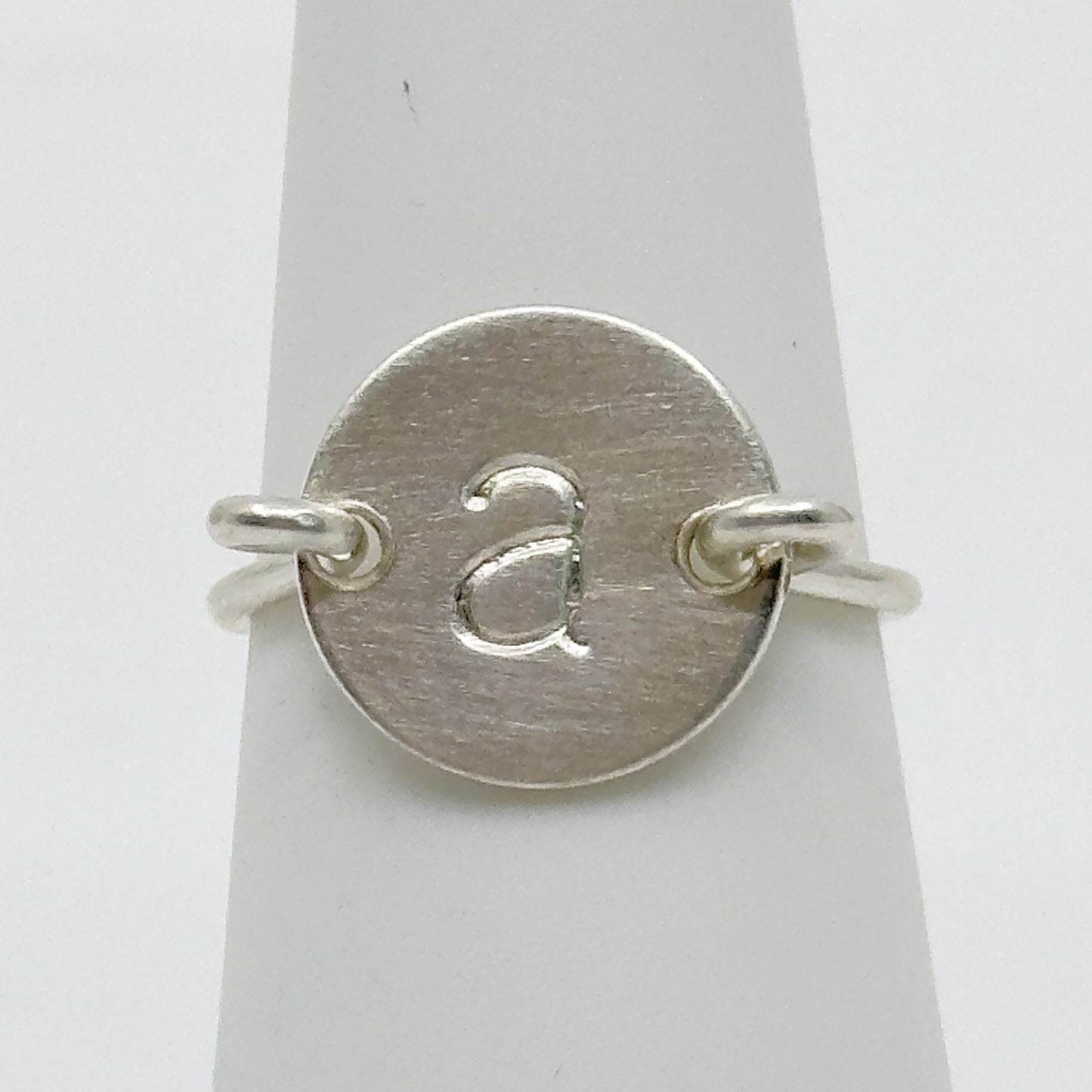 Hand Made Sterling silver A Initial disk Ring