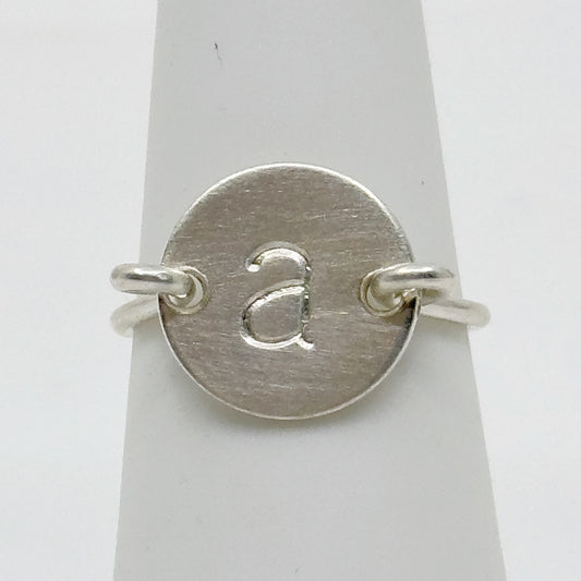 Hand Made Sterling silver A Initial disk Ring