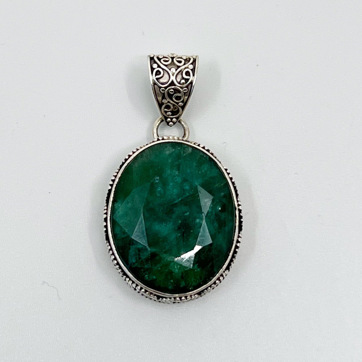 Sterling silver 24x20mm emerald  pendant