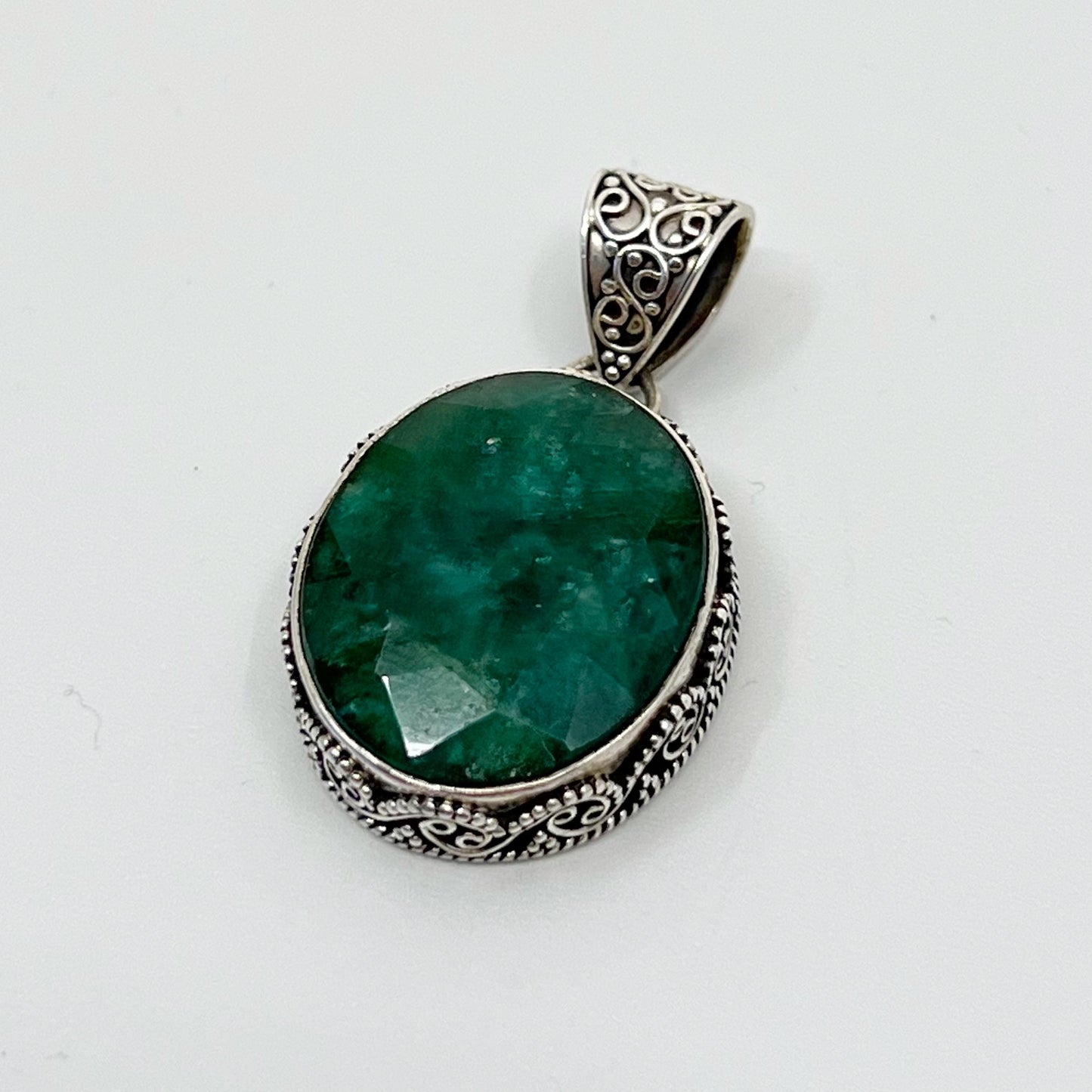 Sterling silver 24x20mm emerald  pendant