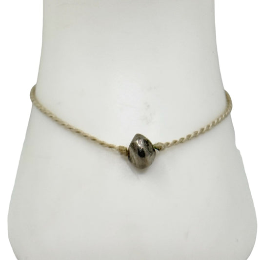 silver tone pebble slide cord bracelet - GM331