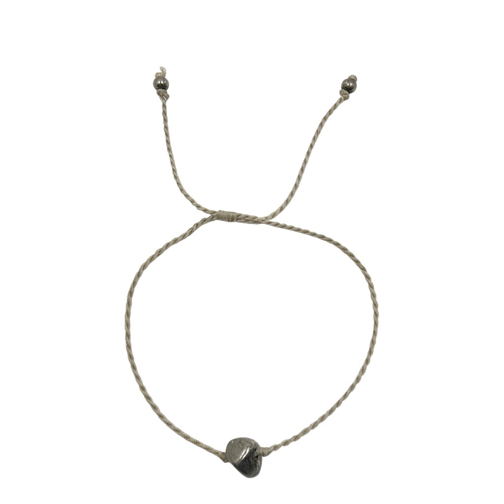 silver tone pebble slide cord bracelet - GM331