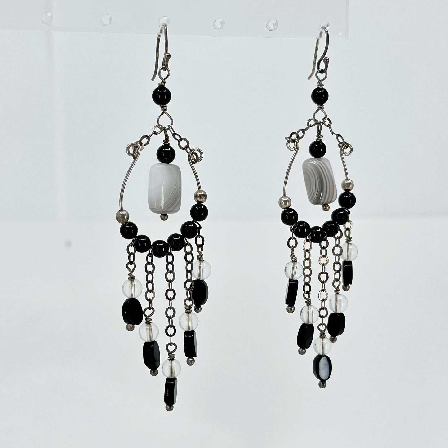 Hand Made Sterling silver gemstone bead earrings