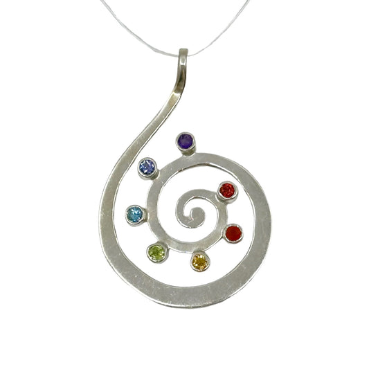 sterling silver gemstone spiral pendant