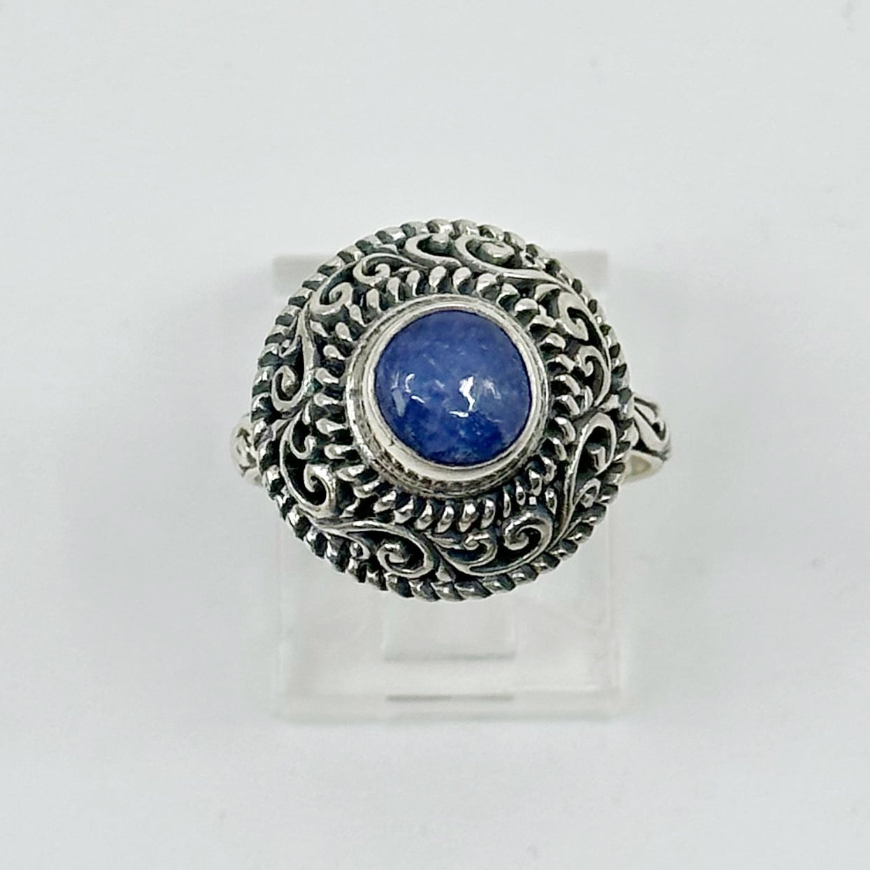 Sterling silver carved iolite ring