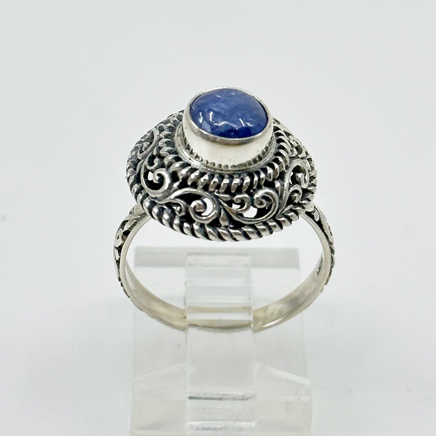 Sterling silver carved iolite ring